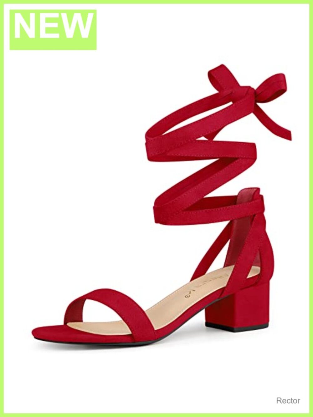 Faux Suede Lace Up Block Heel Open Toe Sandals - 2 Inch Heels